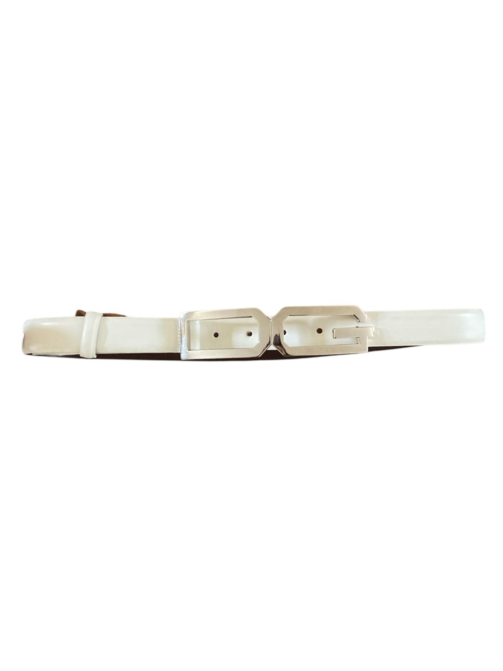 Dolce & Gabbana Ivory Leather Geometric DG Buckle Belt Made in Italy 80cm - Picture 2 of 12